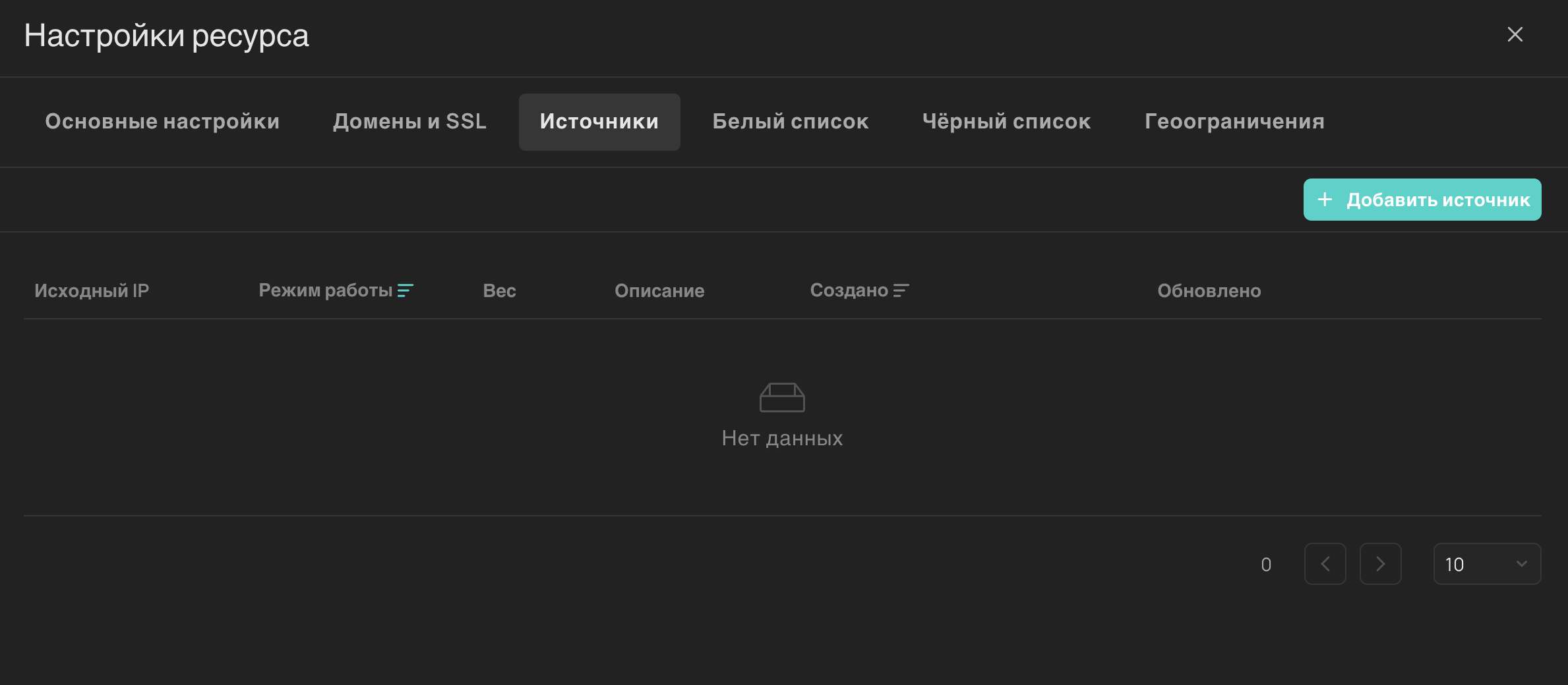 Кнопка для добавления источника