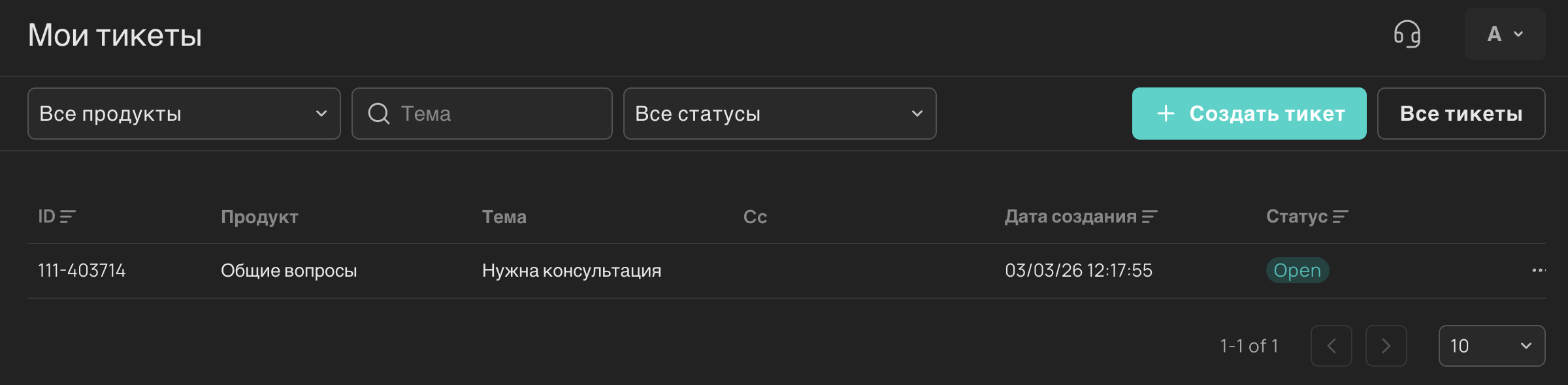 Список тикетов